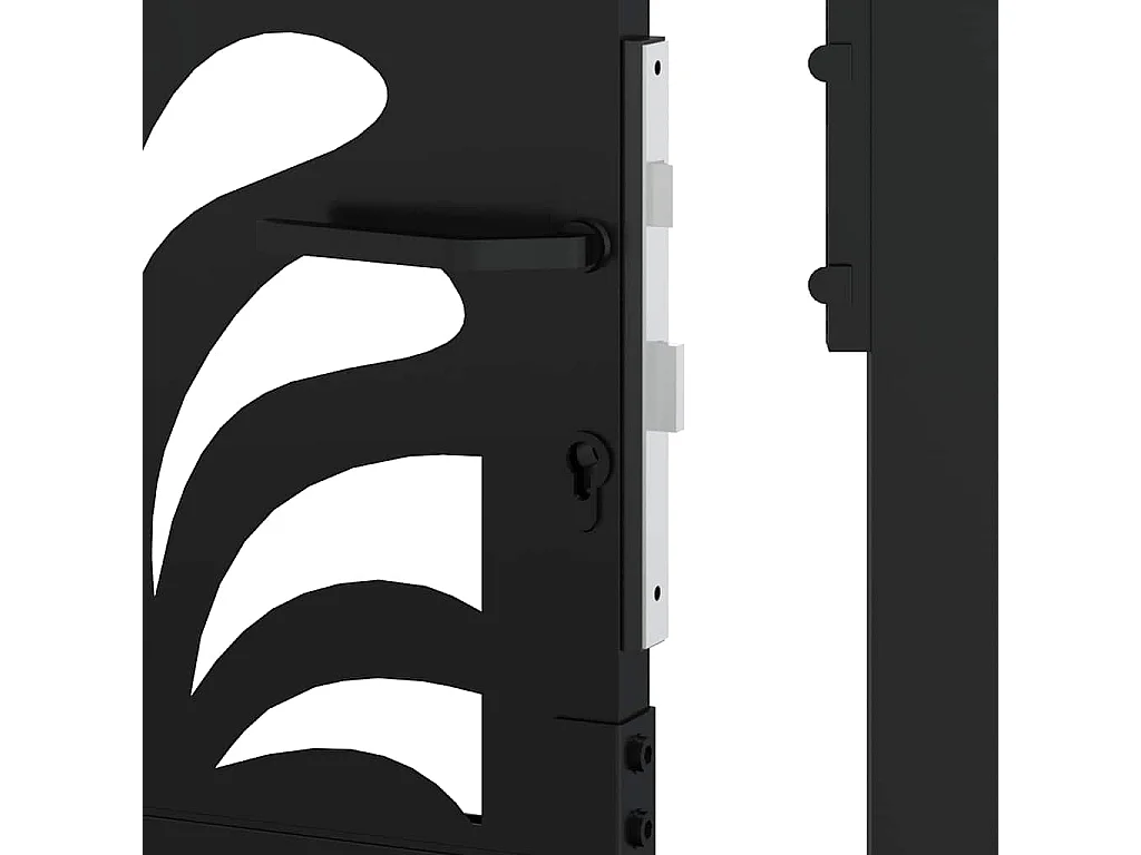 Cancello da giardino nero 105x155 cm acciaio design onda