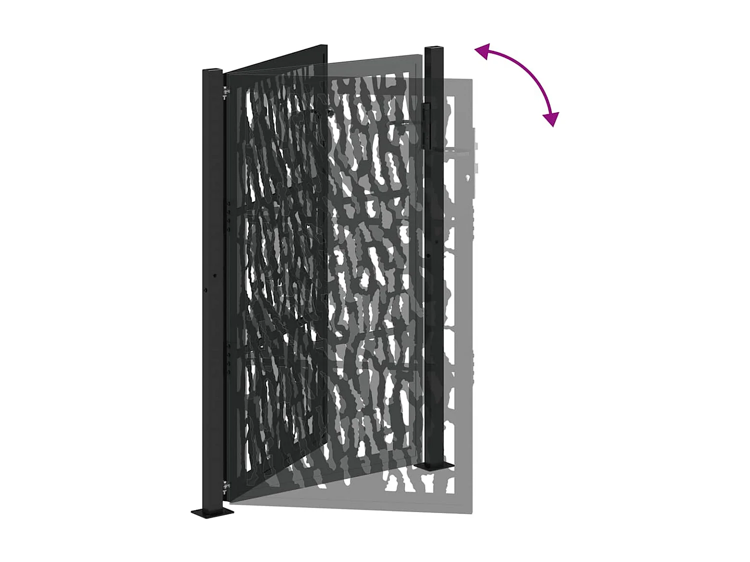 Cancello da giardino nero 105x155 cm in acciaio design linee