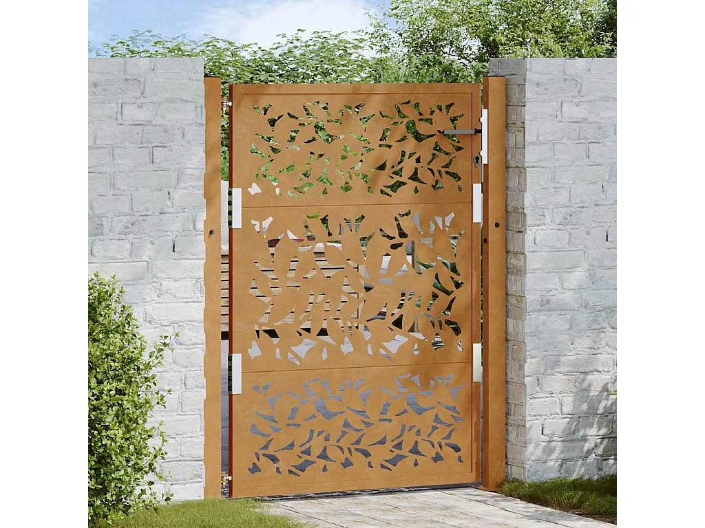 Design de folha de portão de jardim de aço à prova de intempéries