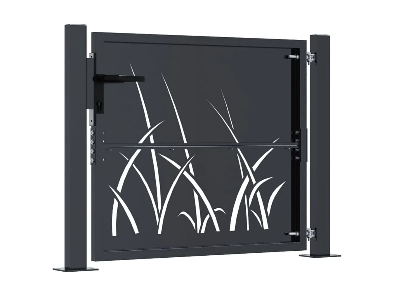 Puerta de jardín antracita 105x80 cm acero diseño césped