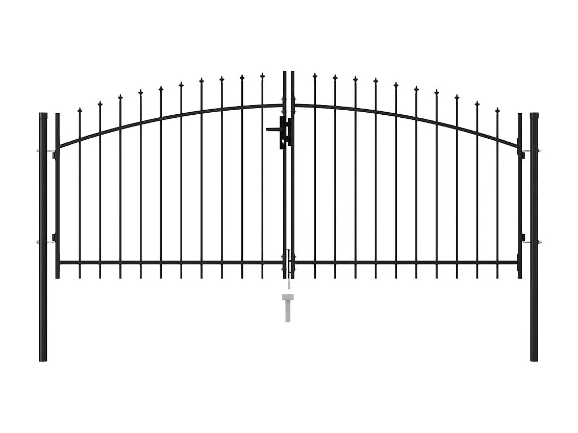 Portão duplo com topo pontiagudo Aço 3x1,25 m Preto