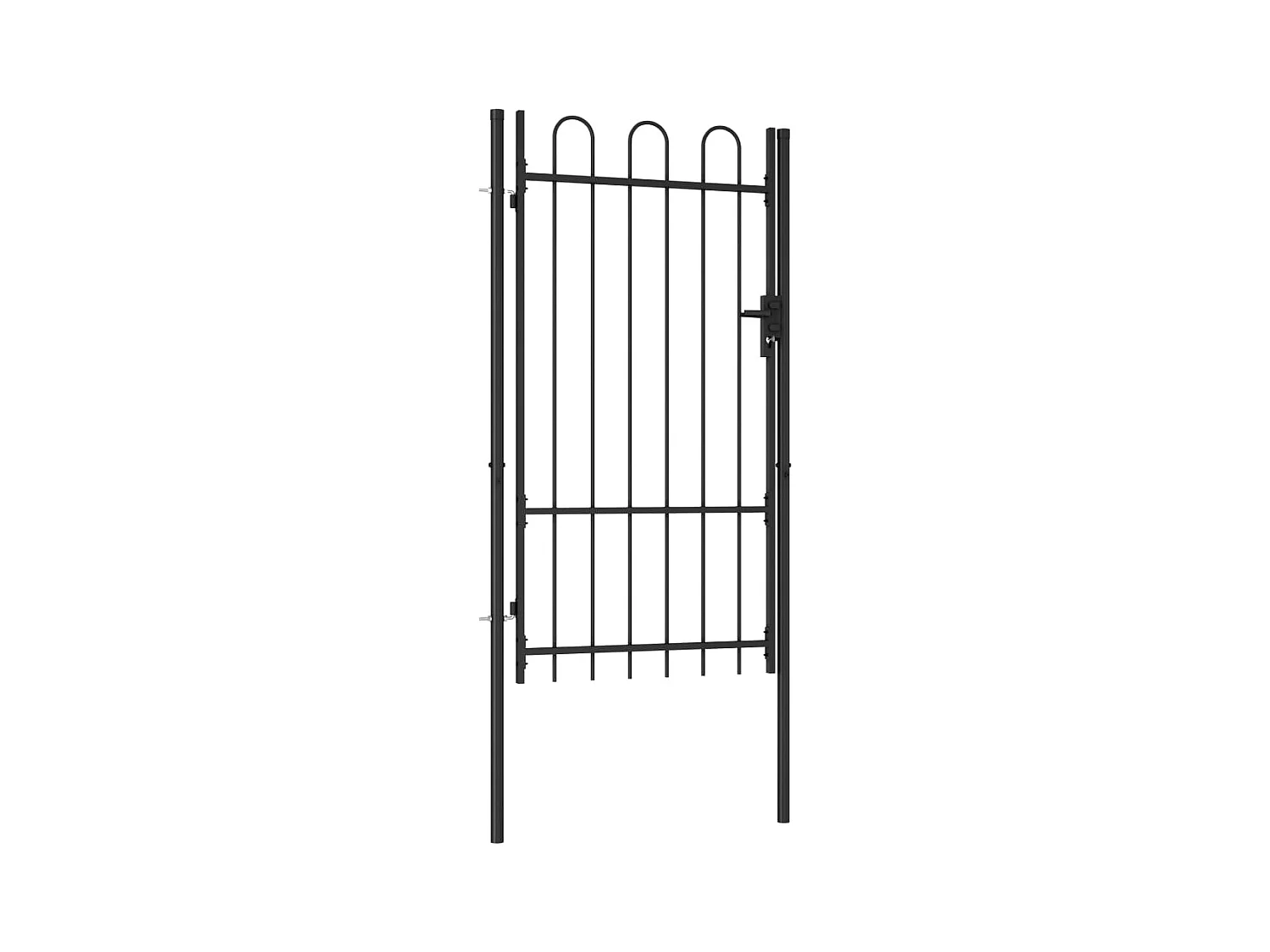 Enkele deur met gebogen bovenkant Staal 1x1,75 m Zwart