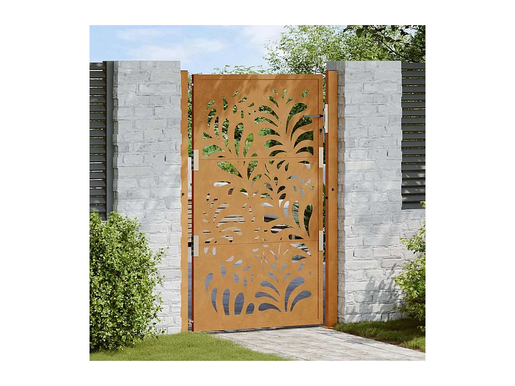 Porte de jardin acier résistant aux intempéries design vagues
