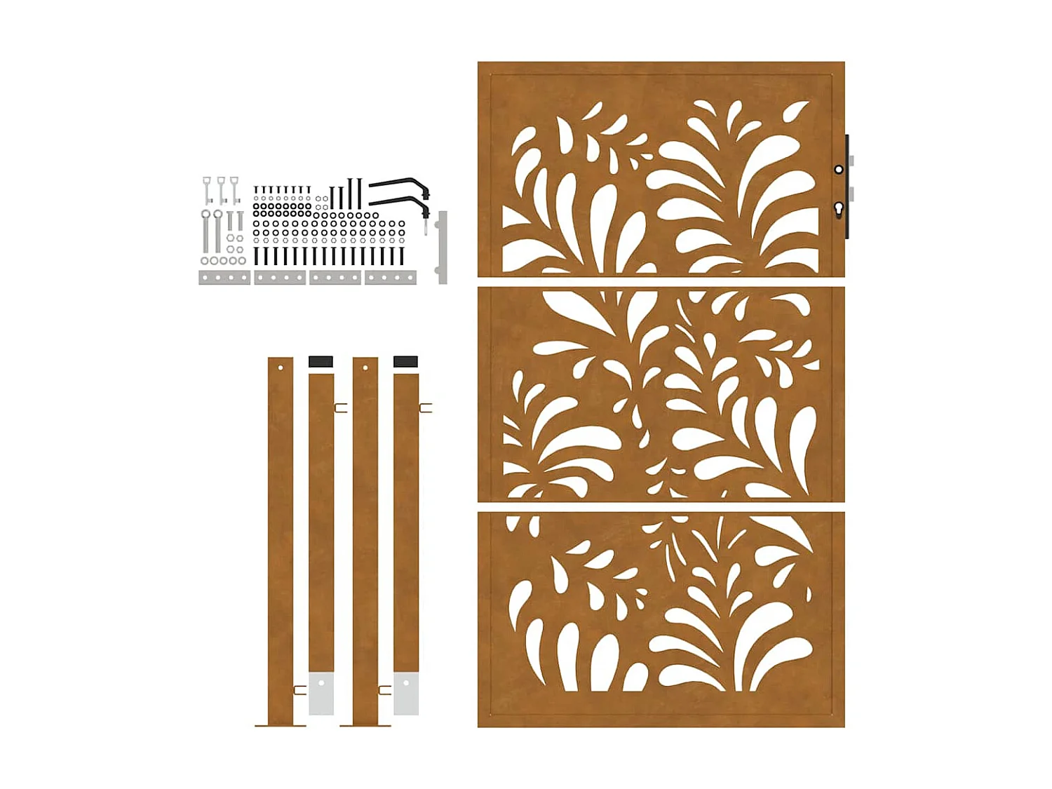 Weerbestendige stalen tuinpoort met golfdesign