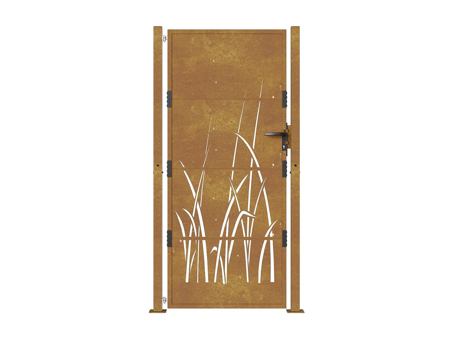 Portail de jardin 105x205 cm acier corten conception d'herbe