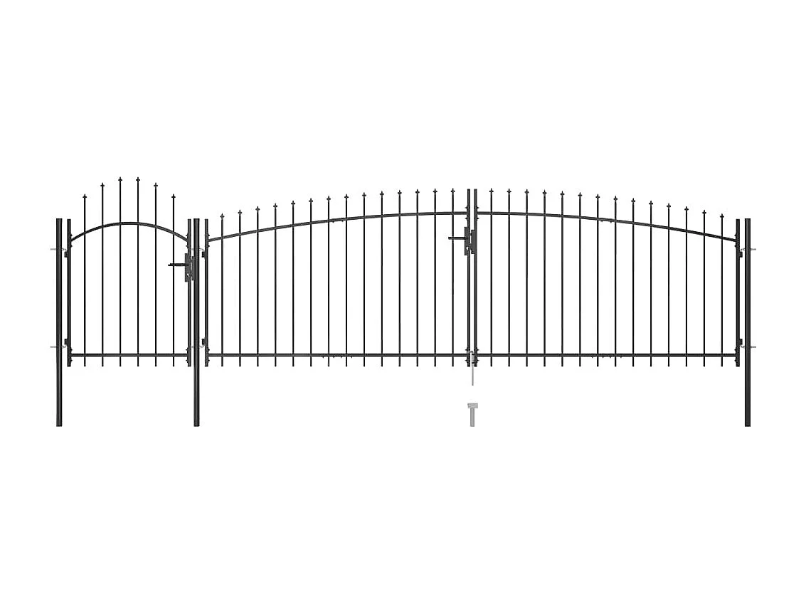 Portail de cl?ture de jardin avec dessus en lance 5x1,75 m Noir