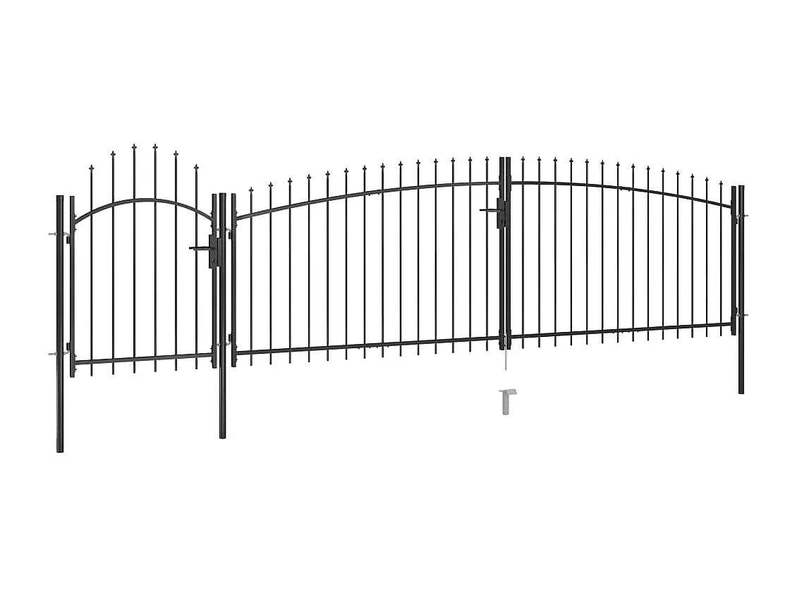 Portail de cl?ture de jardin avec dessus en lance 5x1,75 m Noir