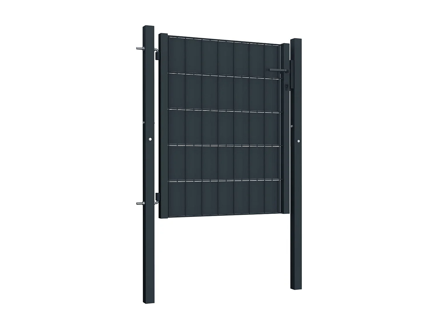 Portail de cl?ture PVC et acier 100x101 cm Anthracite