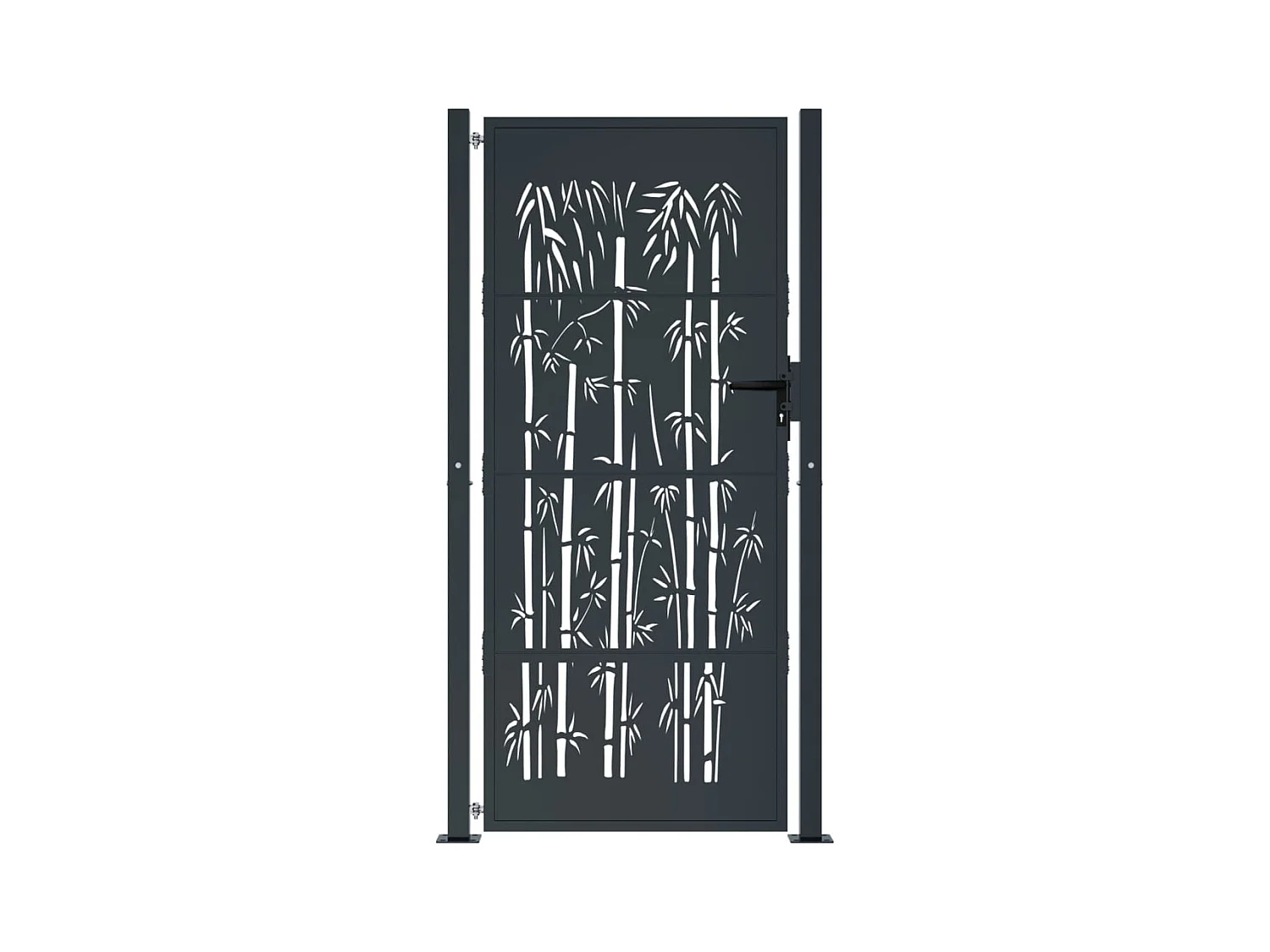 Portail de jardin anthracite 105x180 cm acier design de bambou