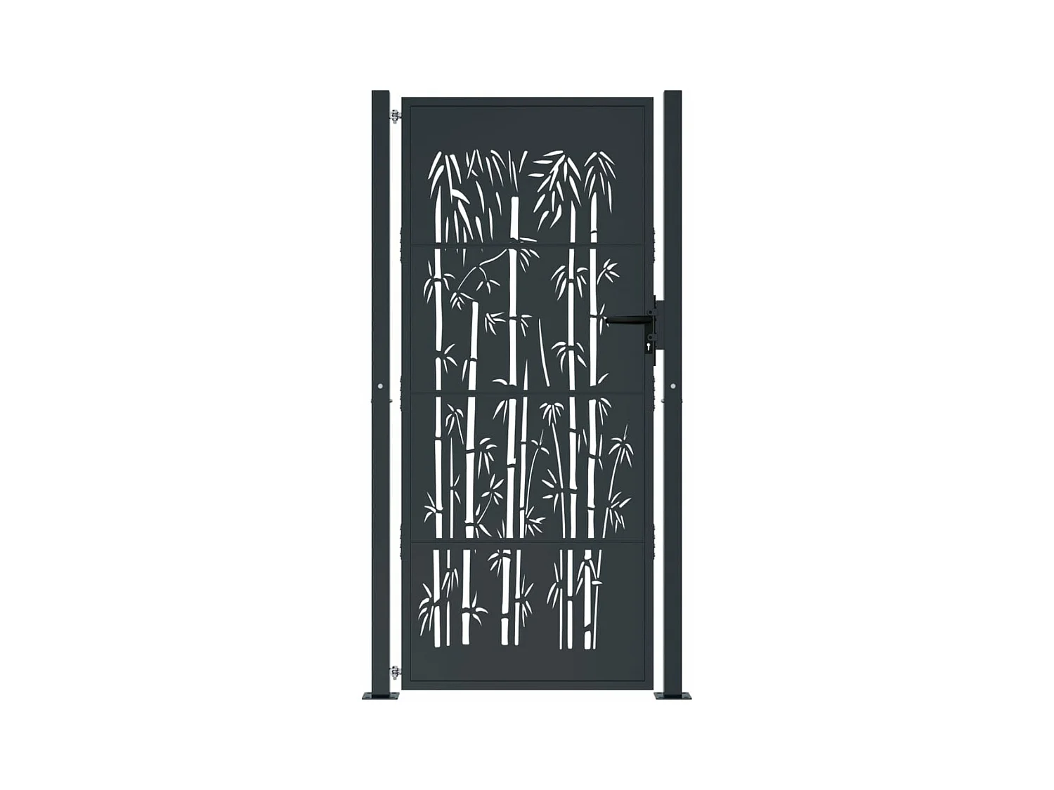 Portail de jardin anthracite 105x180 cm acier design de bambou