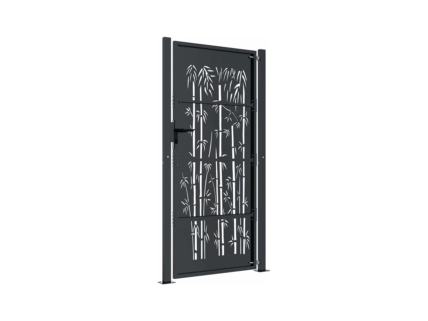 Portail de jardin anthracite 105x180 cm acier design de bambou