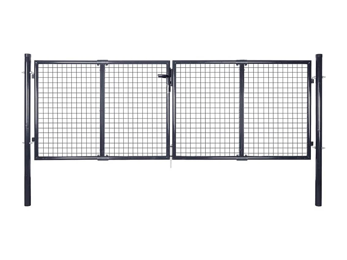 Cancello in rete da giardino Acciaio zincato 289x75 cm Grigio