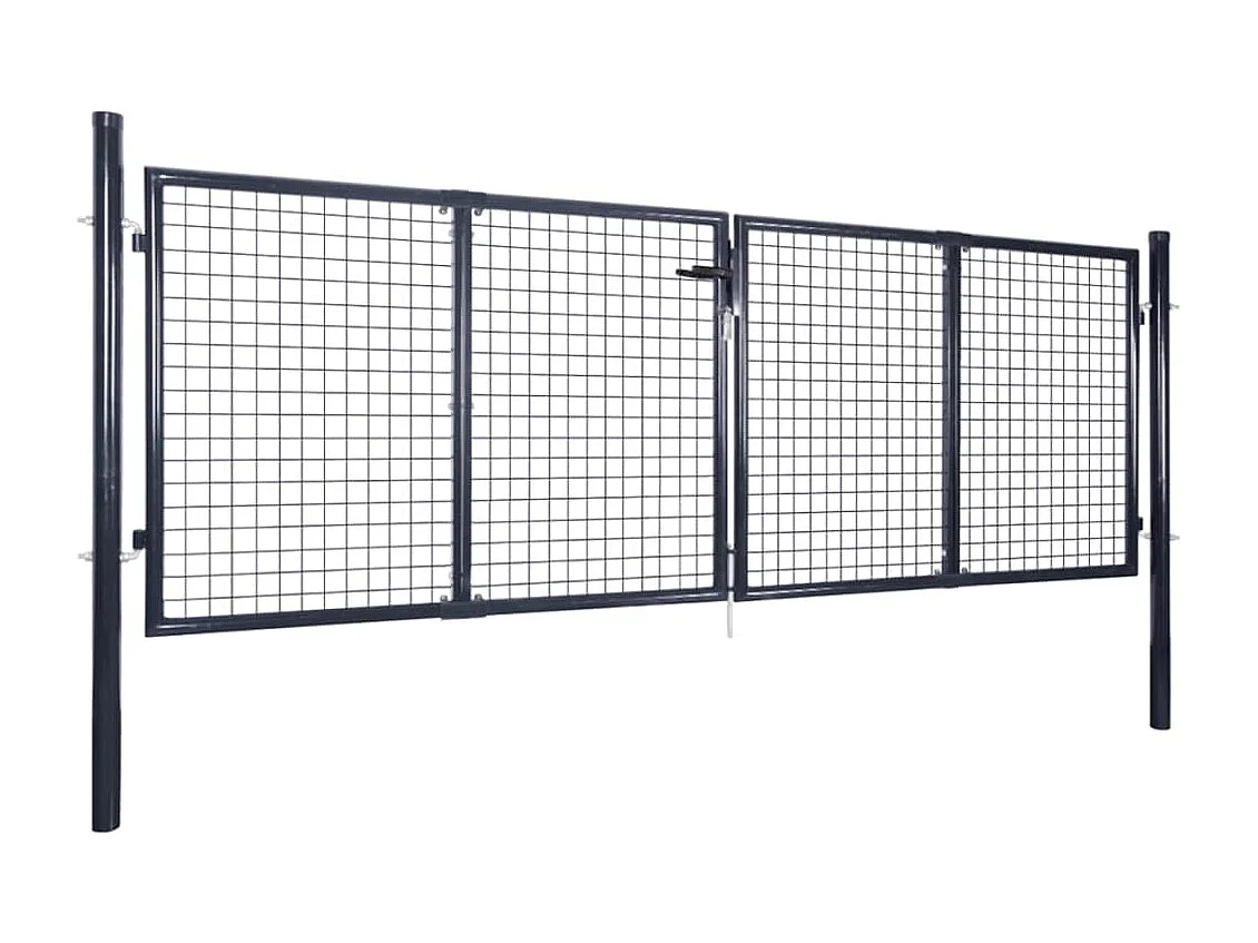 Cancello in rete da giardino Acciaio zincato 289x75 cm Grigio