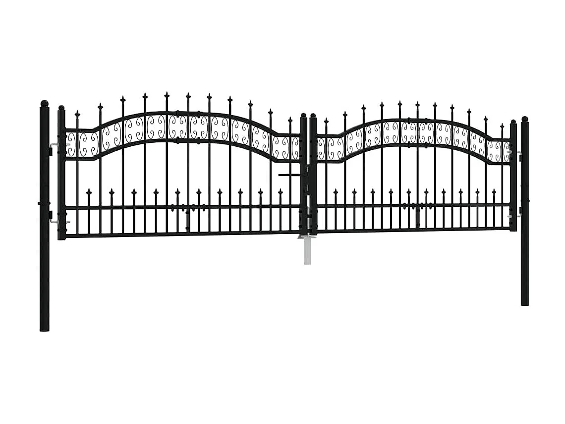 Portail et sommet de lance Noir 305x120 cm Acier enduit poudre