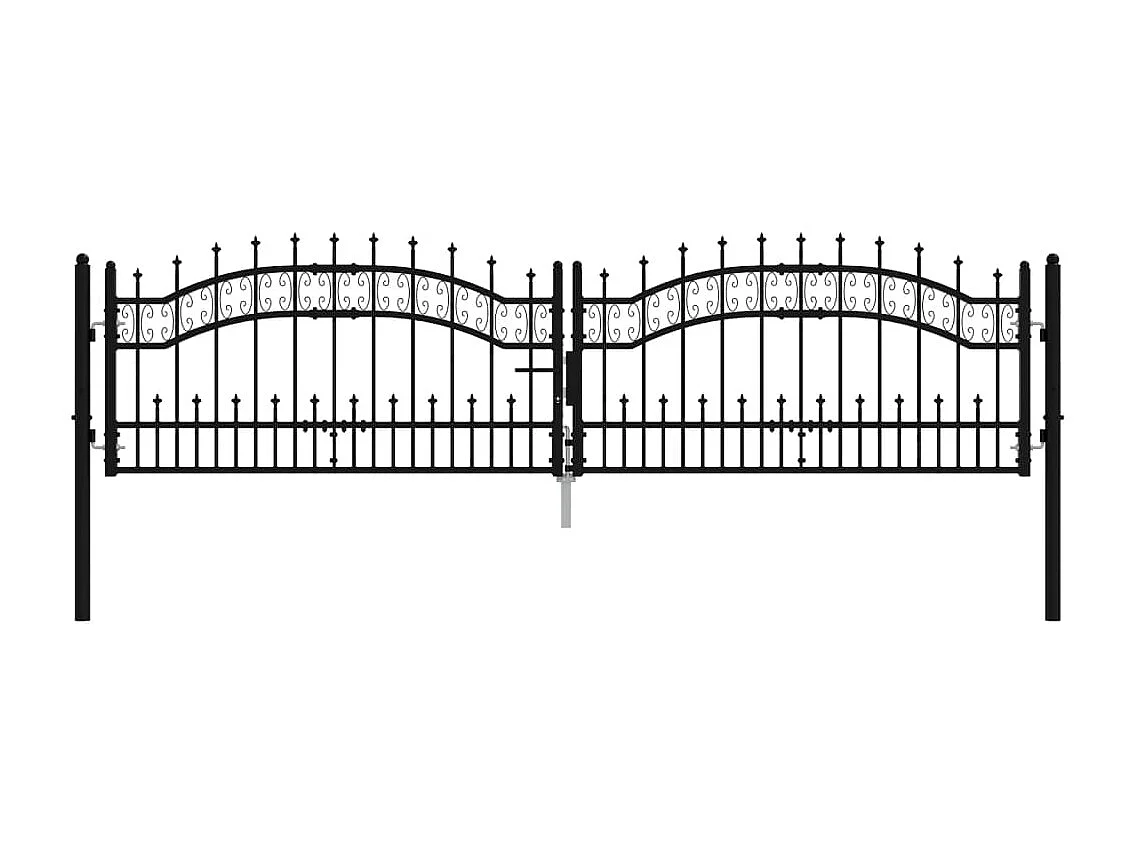 Portail et sommet de lance Noir 305x120 cm Acier enduit poudre