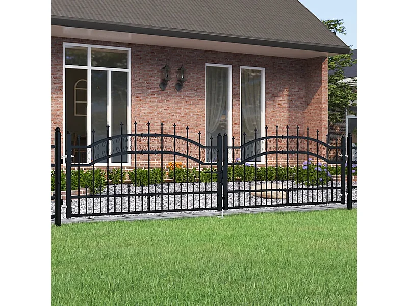 Portail et sommet de lance Noir 305x120 cm Acier enduit poudre