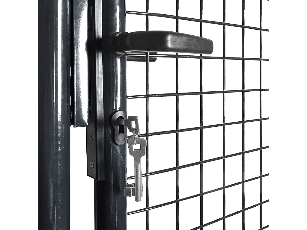 Puerta de jardín de malla de acero galvanizado 85,5x100 cm Gris