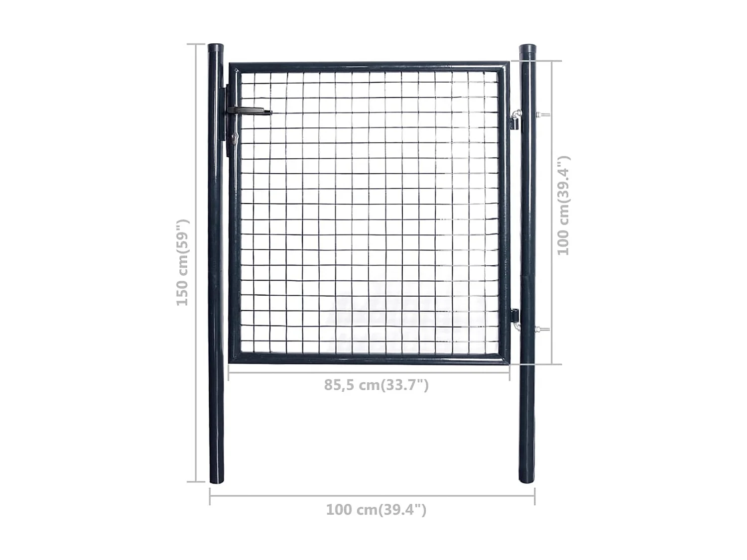 Puerta de jardín de malla de acero galvanizado 85,5x100 cm Gris