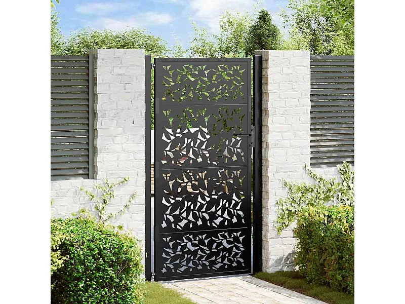 Zwarte tuinpoort 105x180 cm stalen vleugeldesign