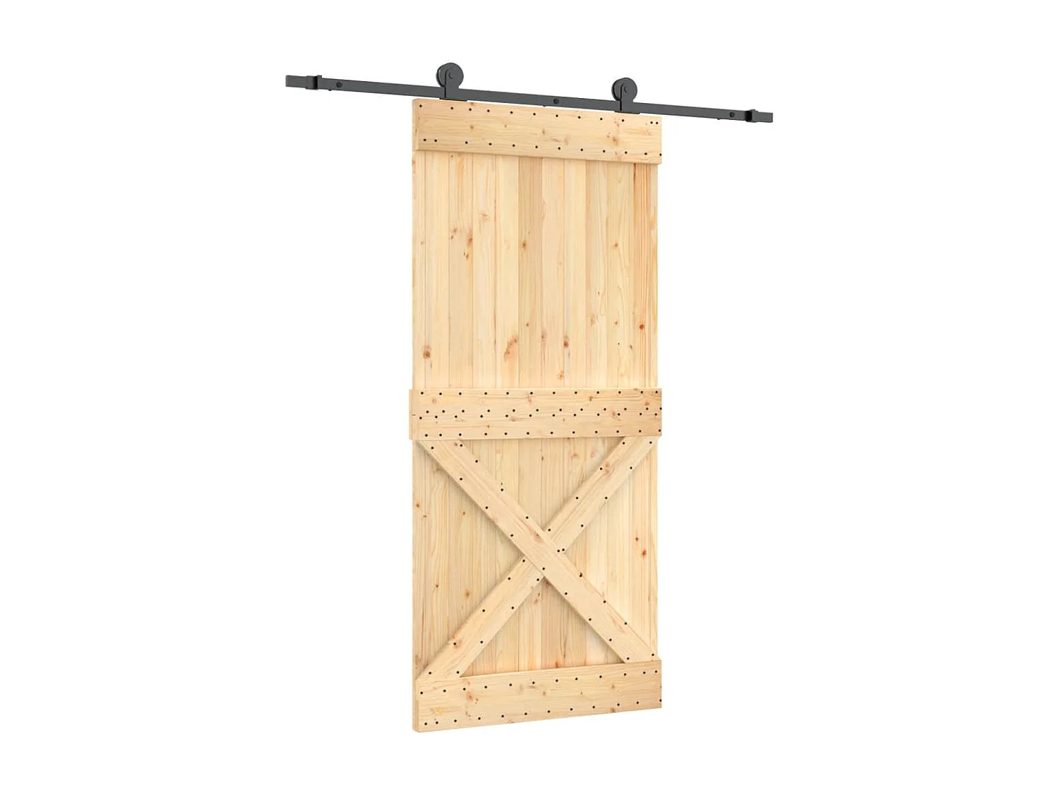 Porte coulissante et kit de quincaillerie 95x210 cm pin massif