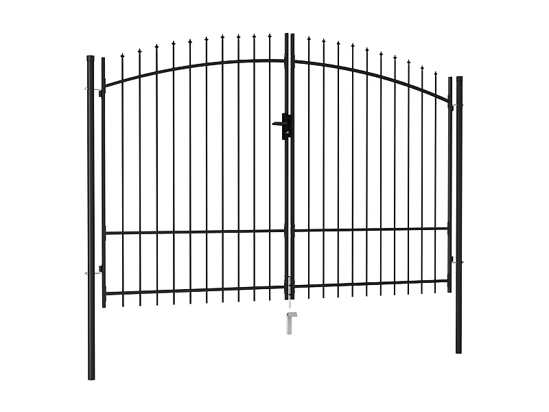 Cancello doppio con punta superiore Acciaio 3x2 m Nero