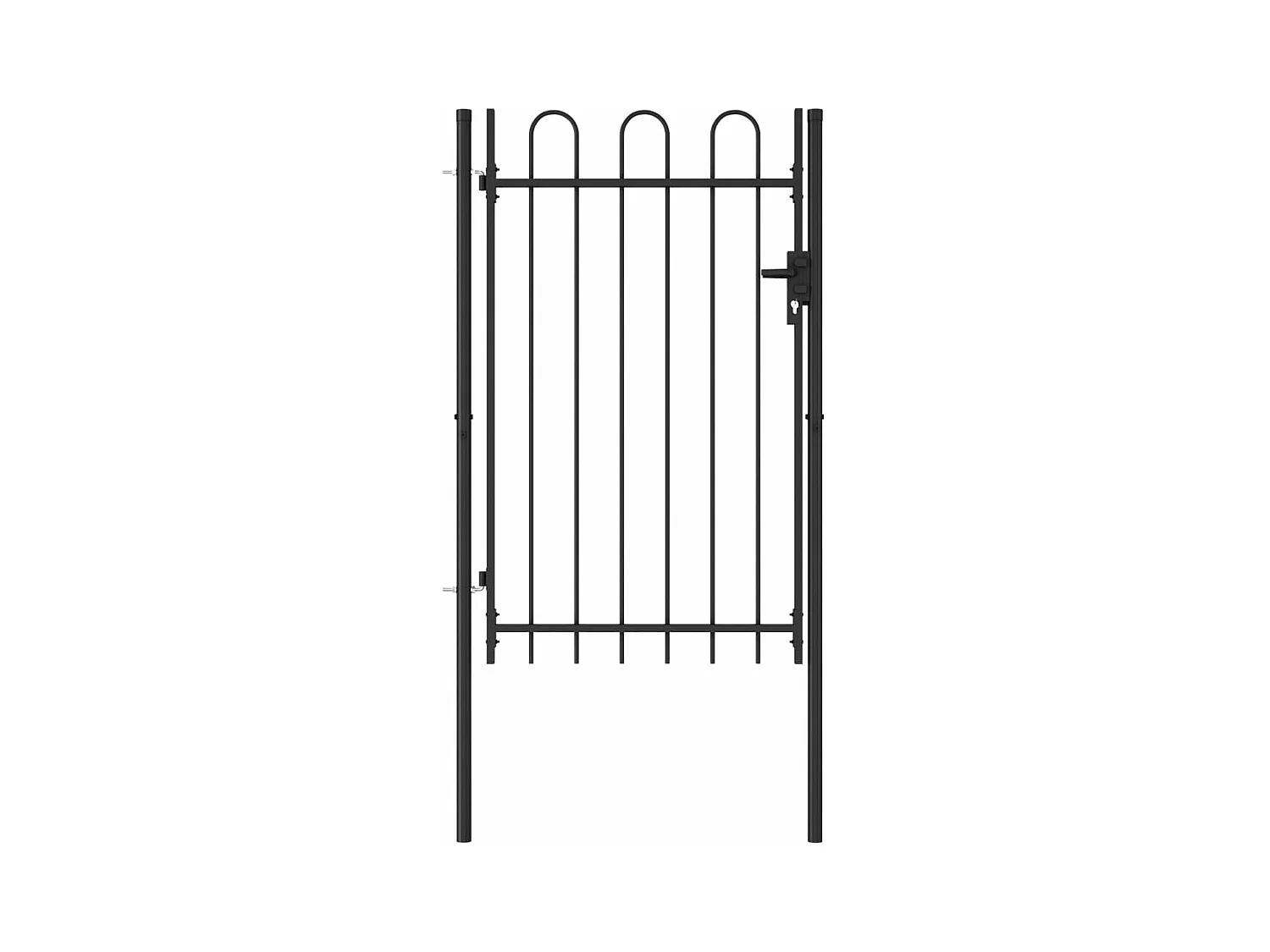 Portillon simple porte avec dessus arqué Acier 1x1,5 m Noir