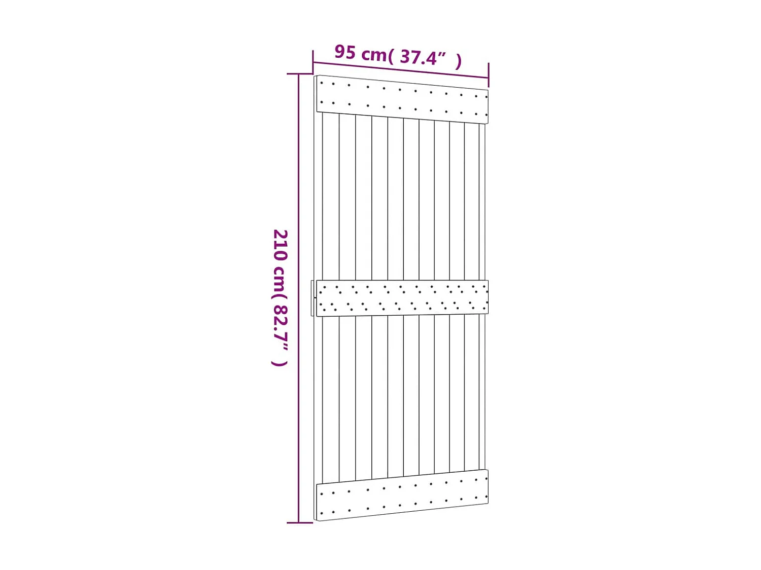 Porte coulissante et kit de quincaillerie 95x210 cm pin massif