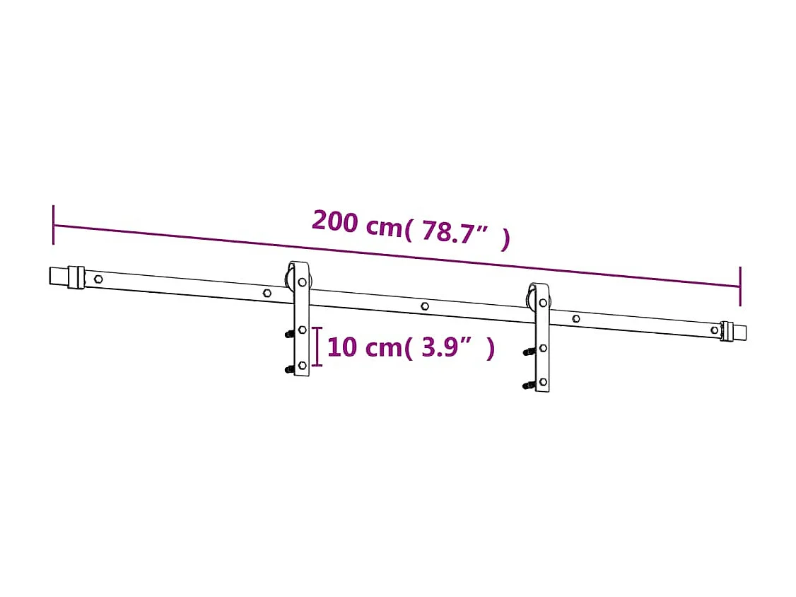Porte coulissante et kit de quincaillerie 95x210 cm pin massif