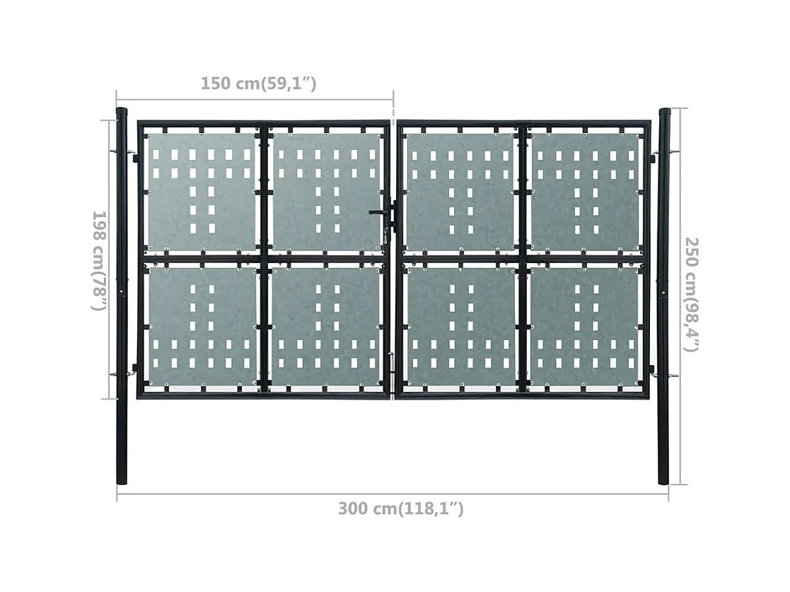 Portail simple de cl?ture Noir 300x250 cm
