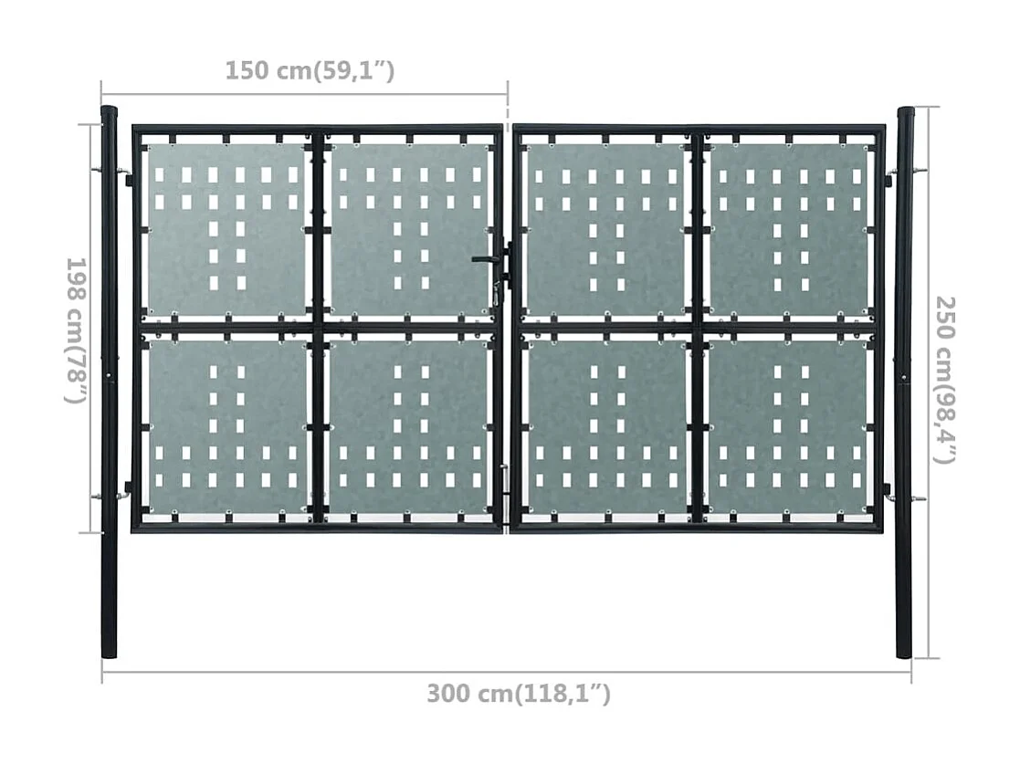 Portail simple de cl?ture Noir 300x250 cm