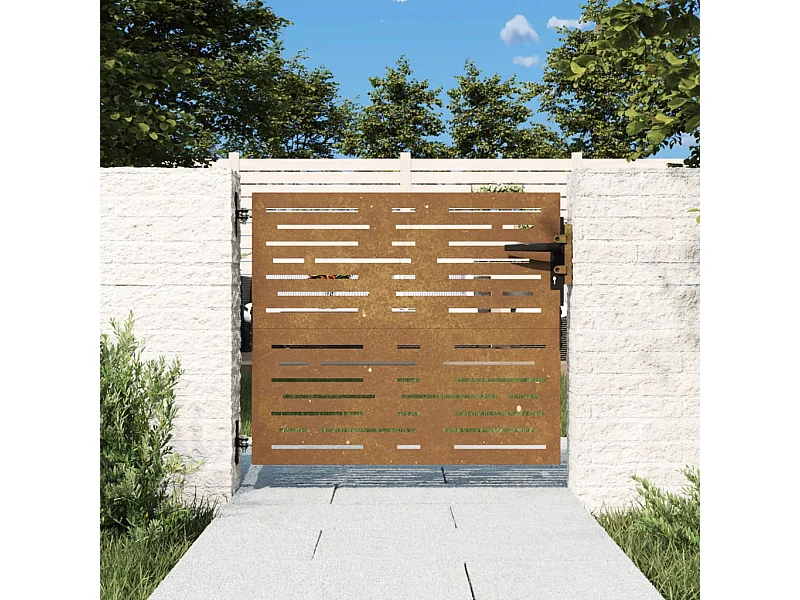 Tuinpoort 85x75 cm cortenstaal vierkant design