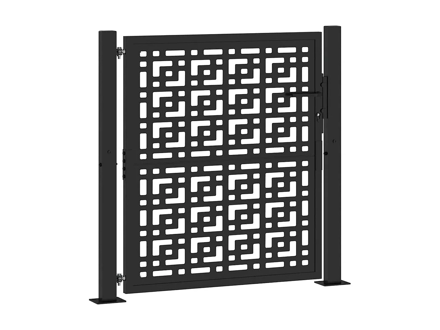 Portail de jardin noir 105x106 cm acier conception croisée