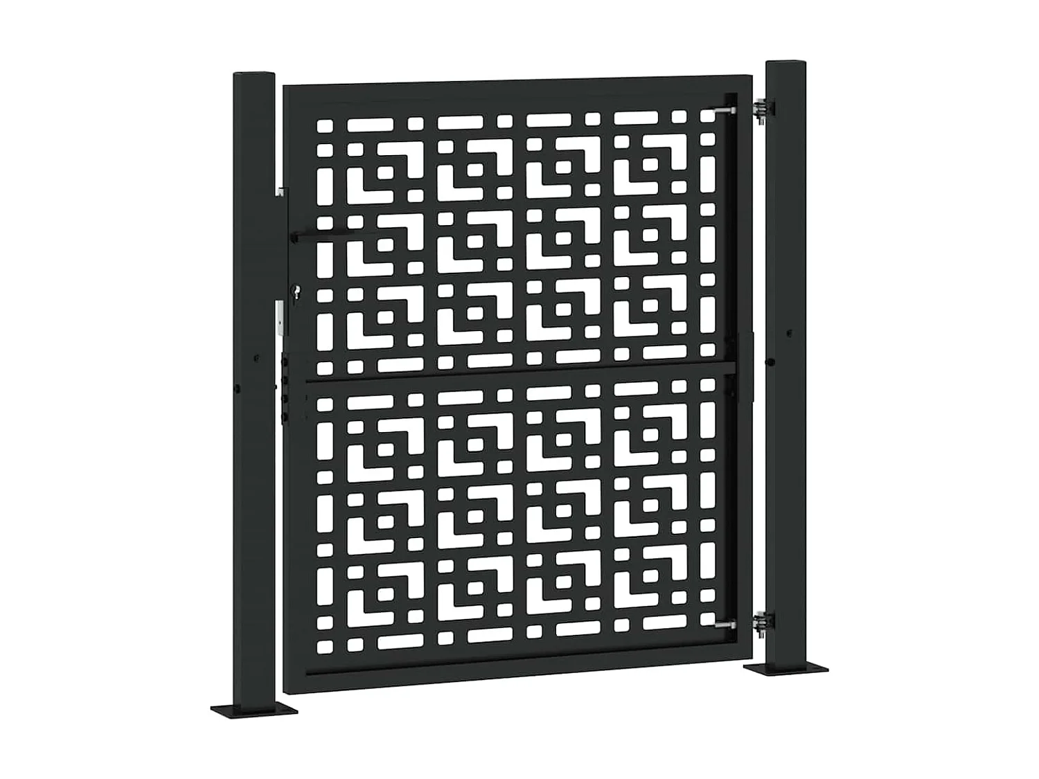 Portail de jardin noir 105x106 cm acier conception croisée