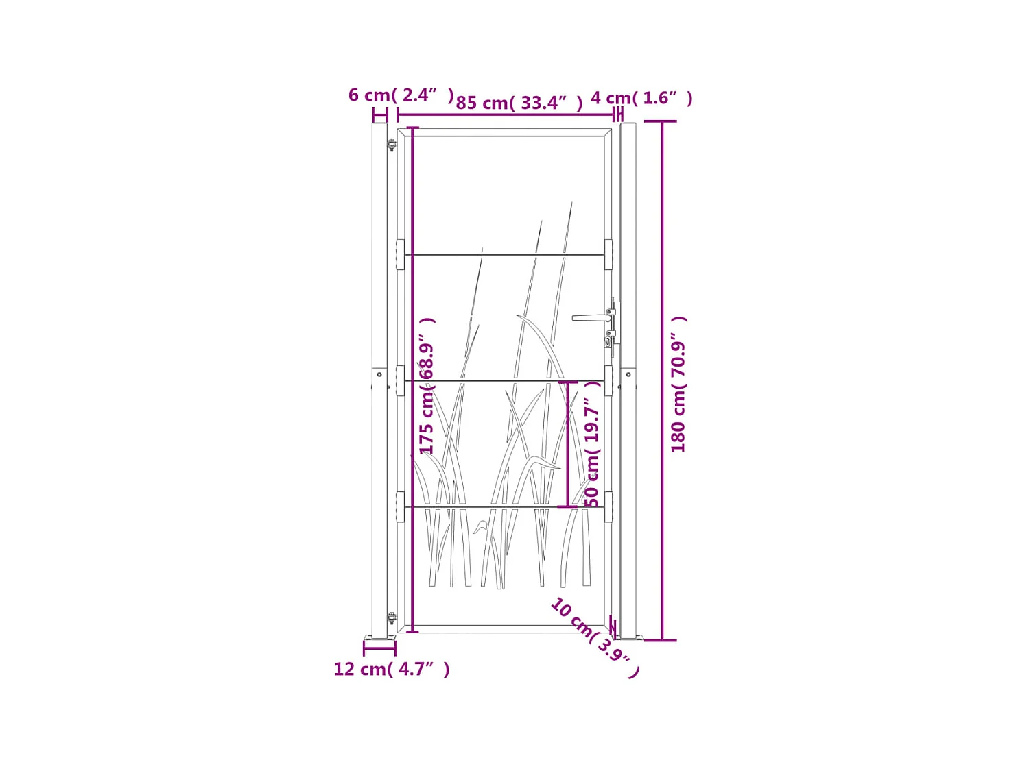 Gartentor Anthrazit 105x180cm Stahl Gras-Design