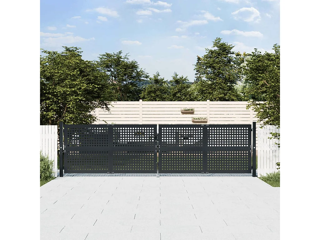 Portail de jardin anthracite 400x125 cm acier