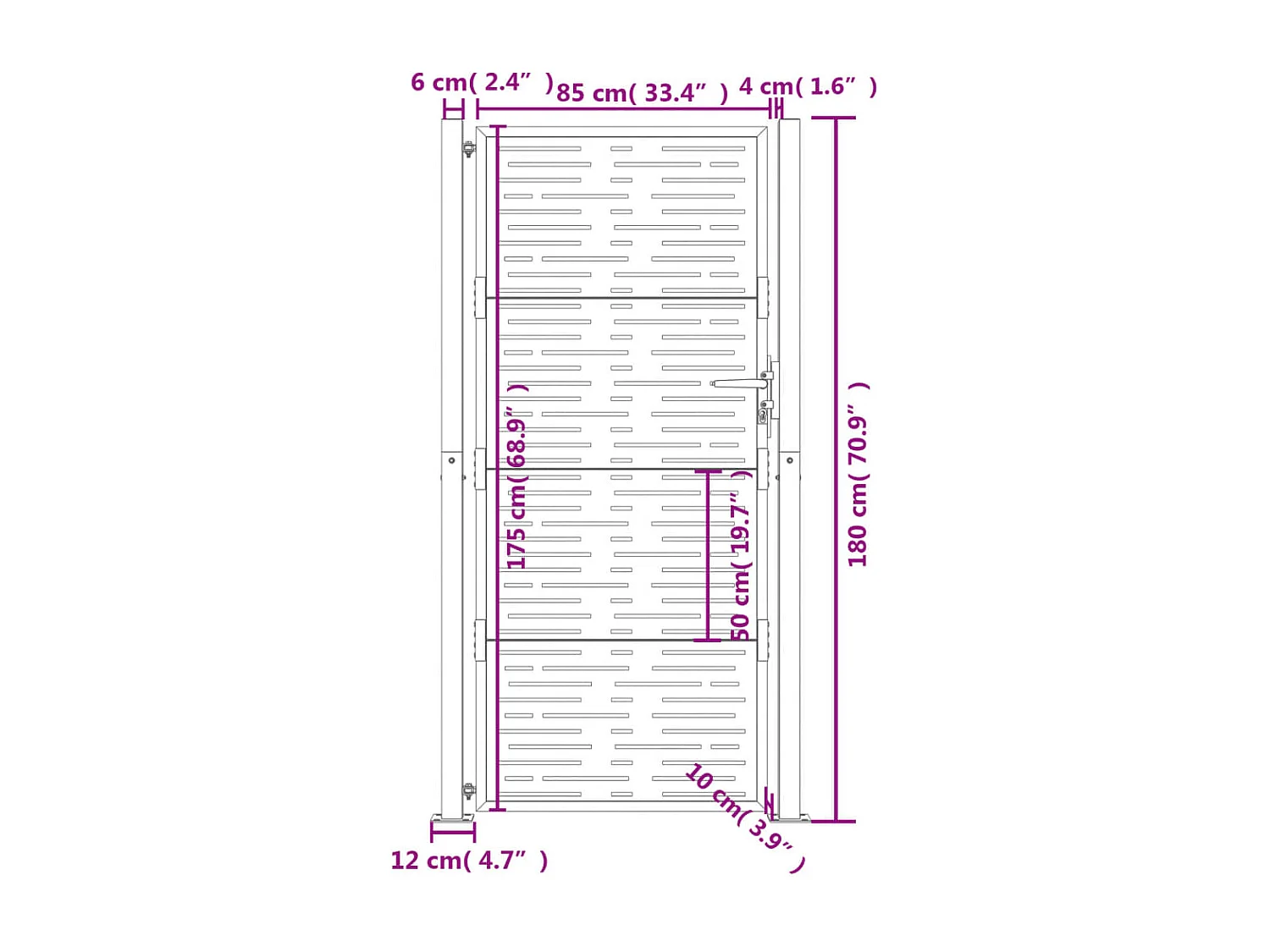 Cancello da giardino antracite 105x180 cm design quadrato