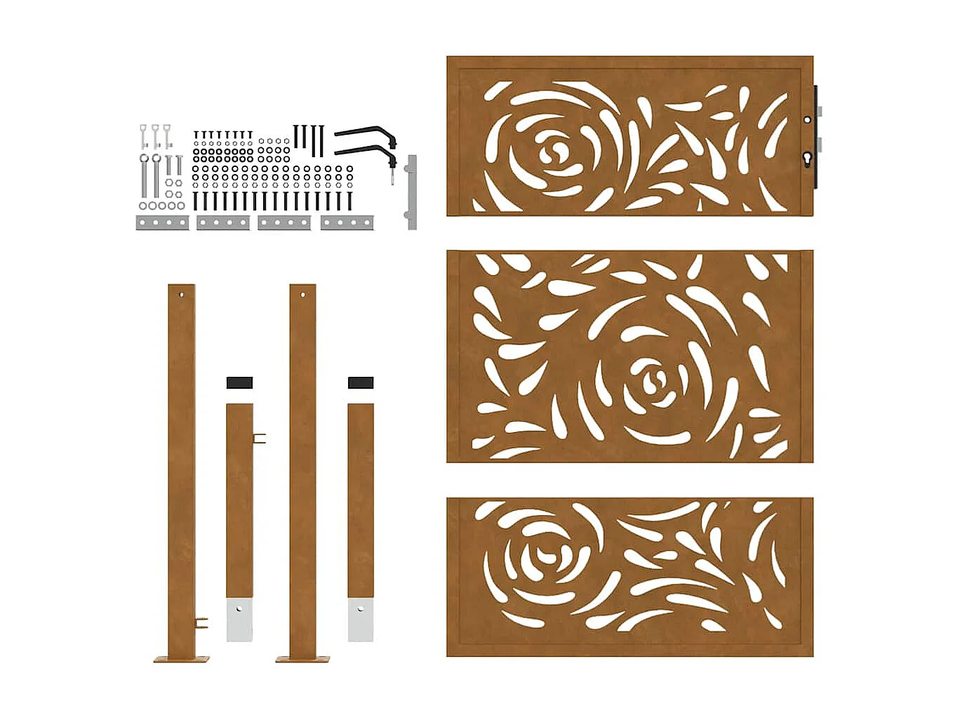 Cancello da giardino in acciaio resistente alle intemperie con design a fiamma