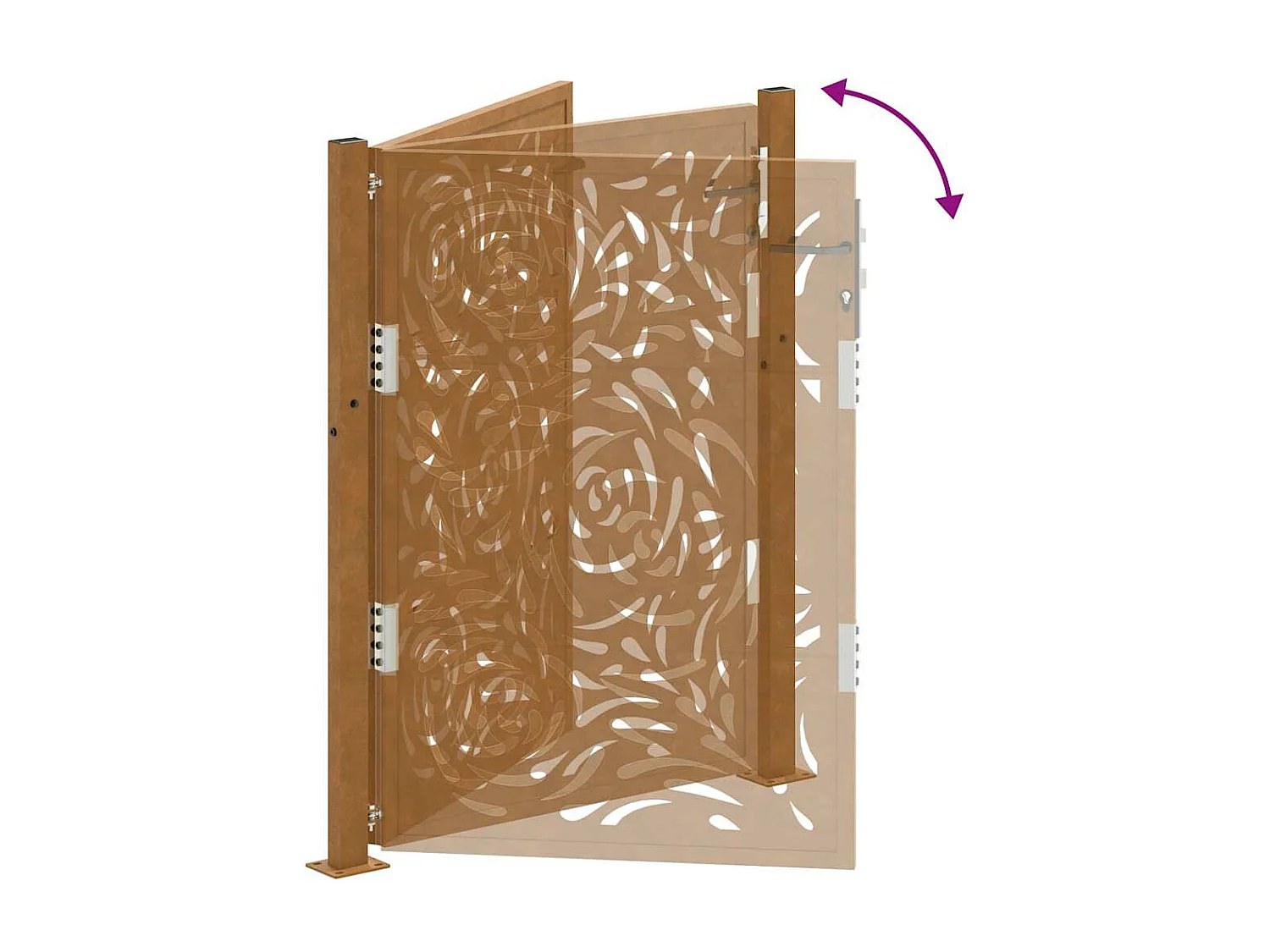 Cancello da giardino in acciaio resistente alle intemperie con design a fiamma