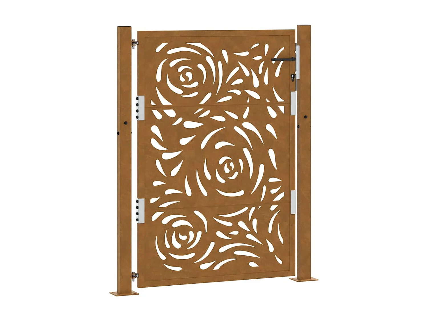 Weerbestendige stalen tuinpoort met vlamontwerp