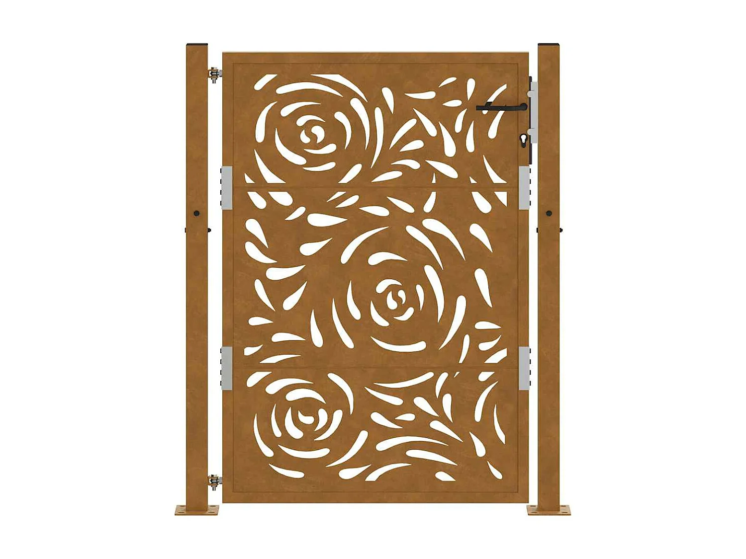 Weerbestendige stalen tuinpoort met vlamontwerp