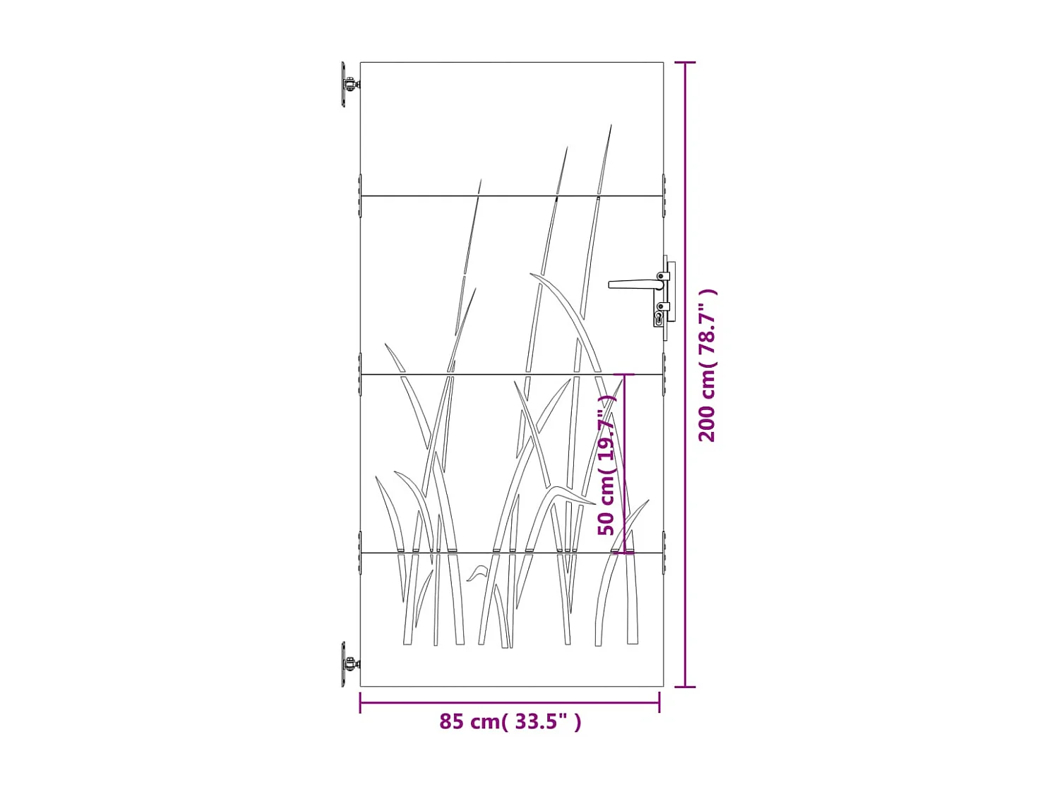 Portail de jardin 85x200 cm acier corten conception d'herbe