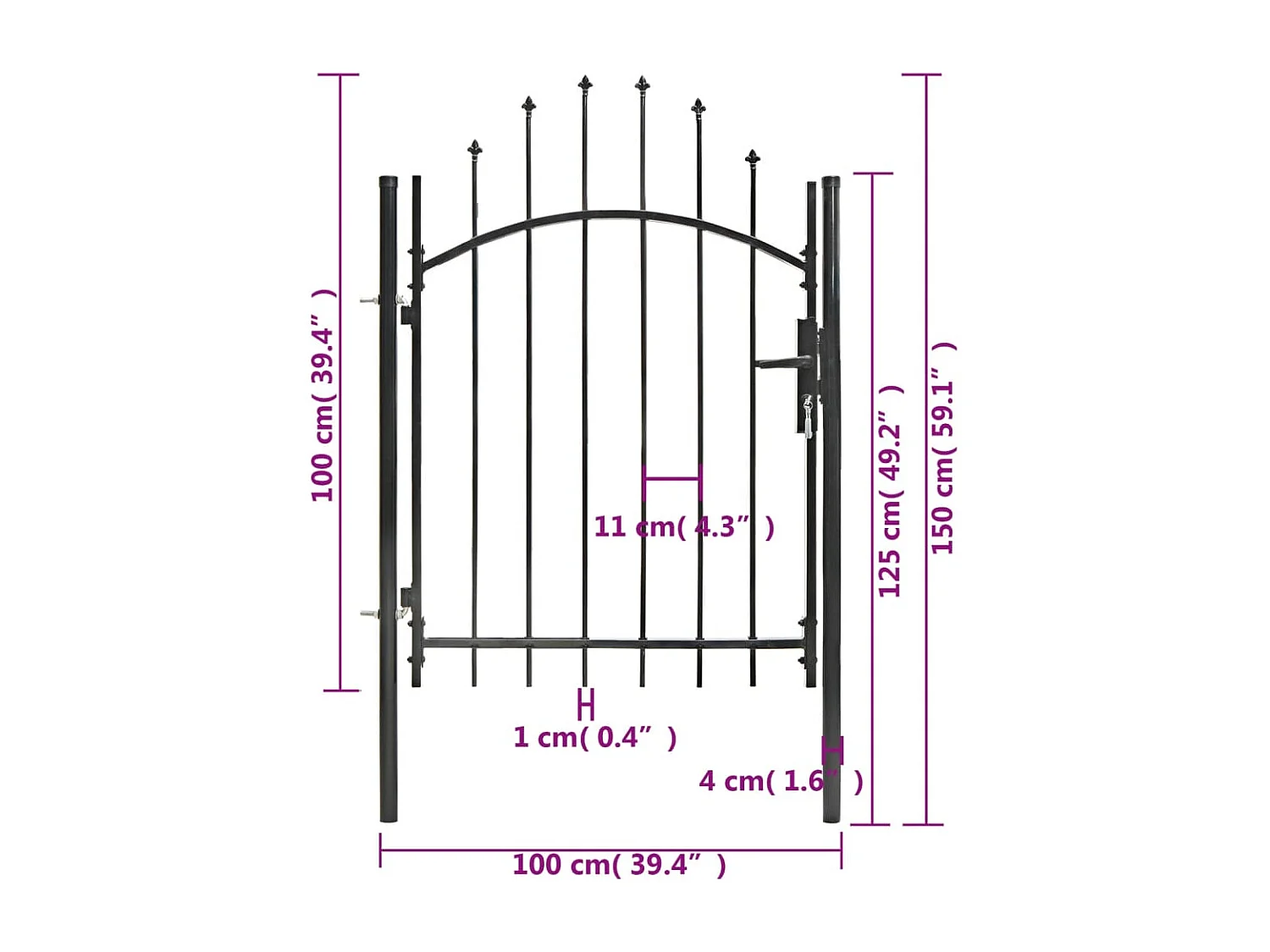Portail de jardin Acier 1 x 1,5 m Noir
