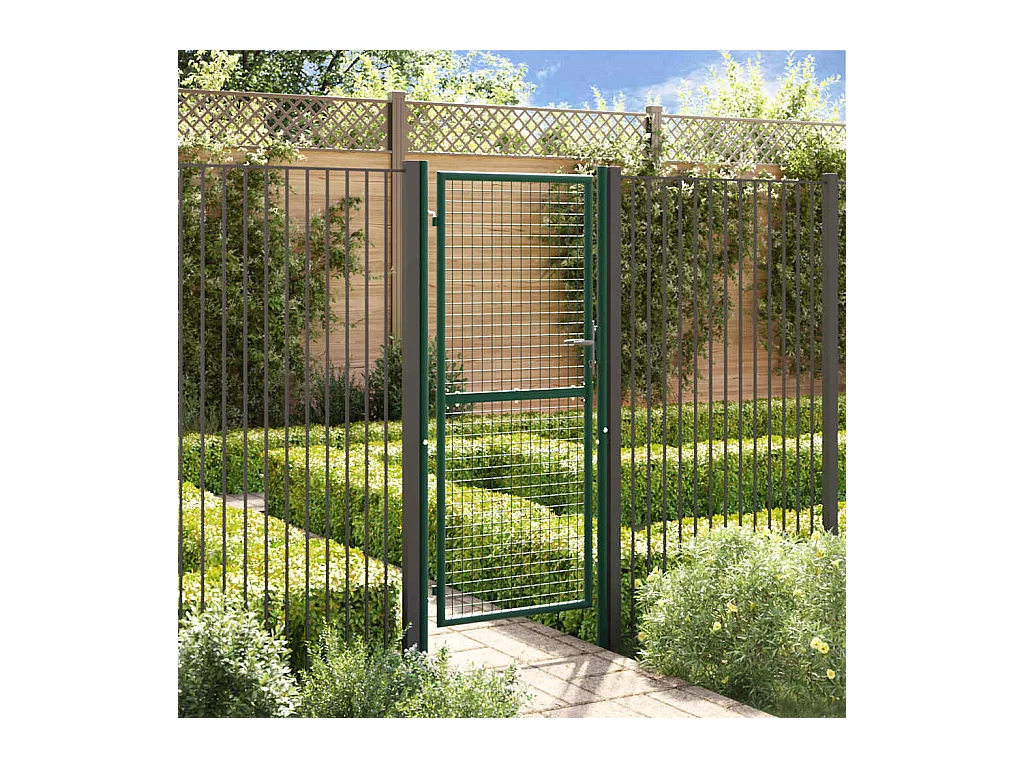 Puerta de valla de acero 100x200 cm color verde