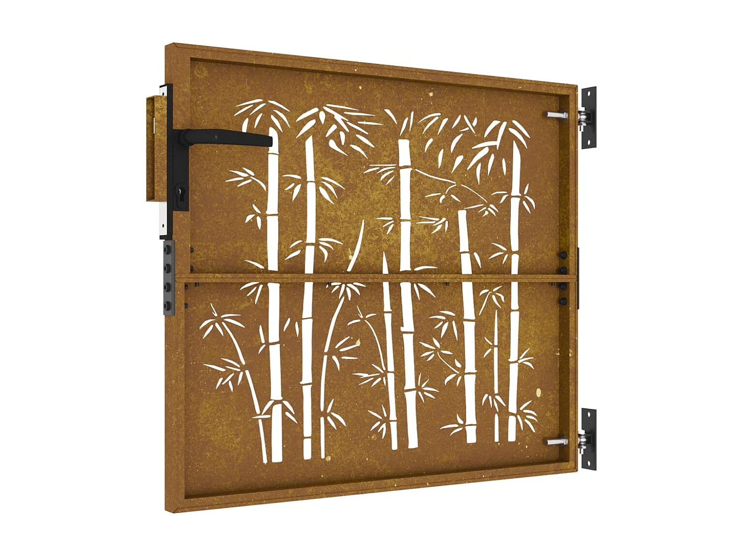 Portail de jardin 85x100 cm acier corten design de bambou