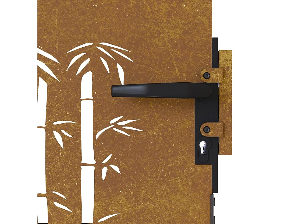 Portail de jardin 85x100 cm acier corten design de bambou