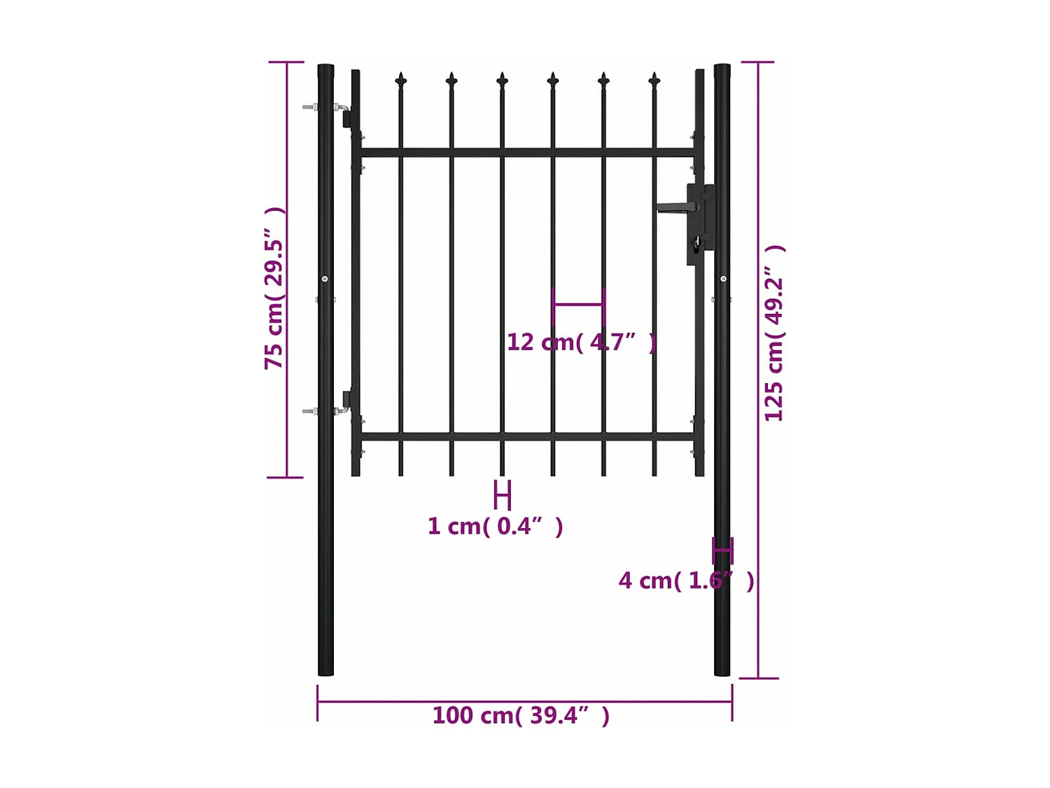 Portal mit speerförmiger Spitze 100x75 cm
