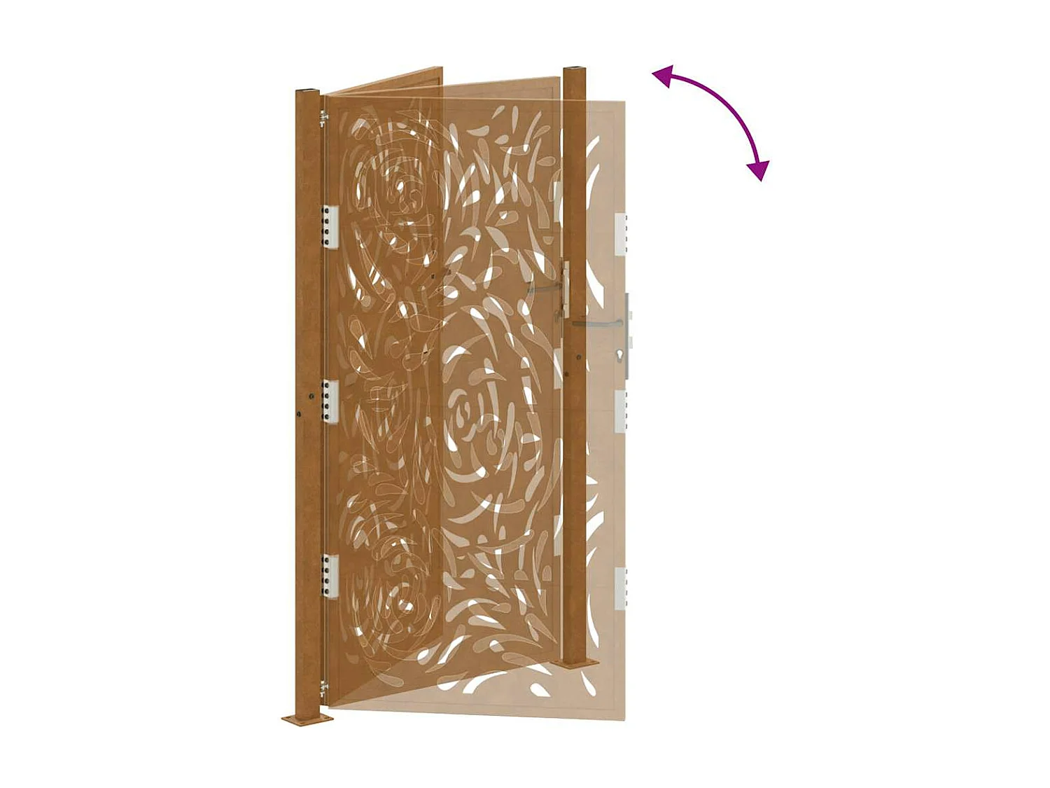 Porte de jardin acier résistant aux intempéries design flamme