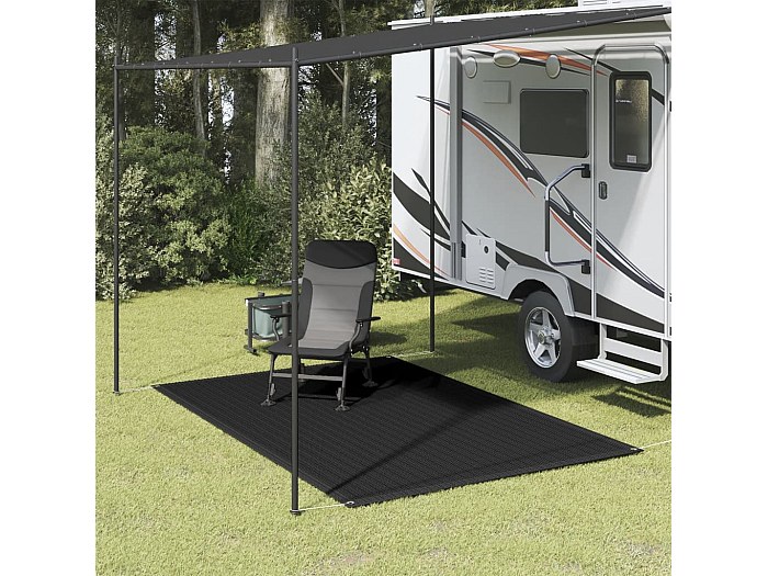 Tidyard Tapis De Tente Et Camping 250x200 Cm - Tapis D'auvent Respirant, Résistant Aux Intempéries, Noir, œillets Aux Coins, Coupe Facile
