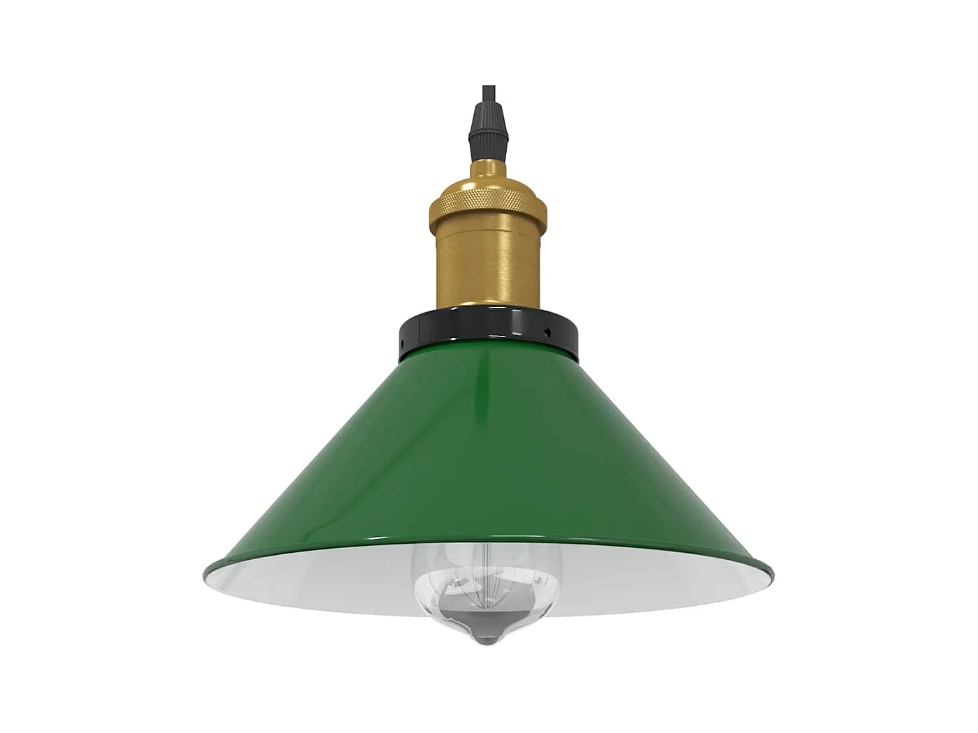Lampe suspendue réglable hauteur E27 vert brillant ? 22cm métal