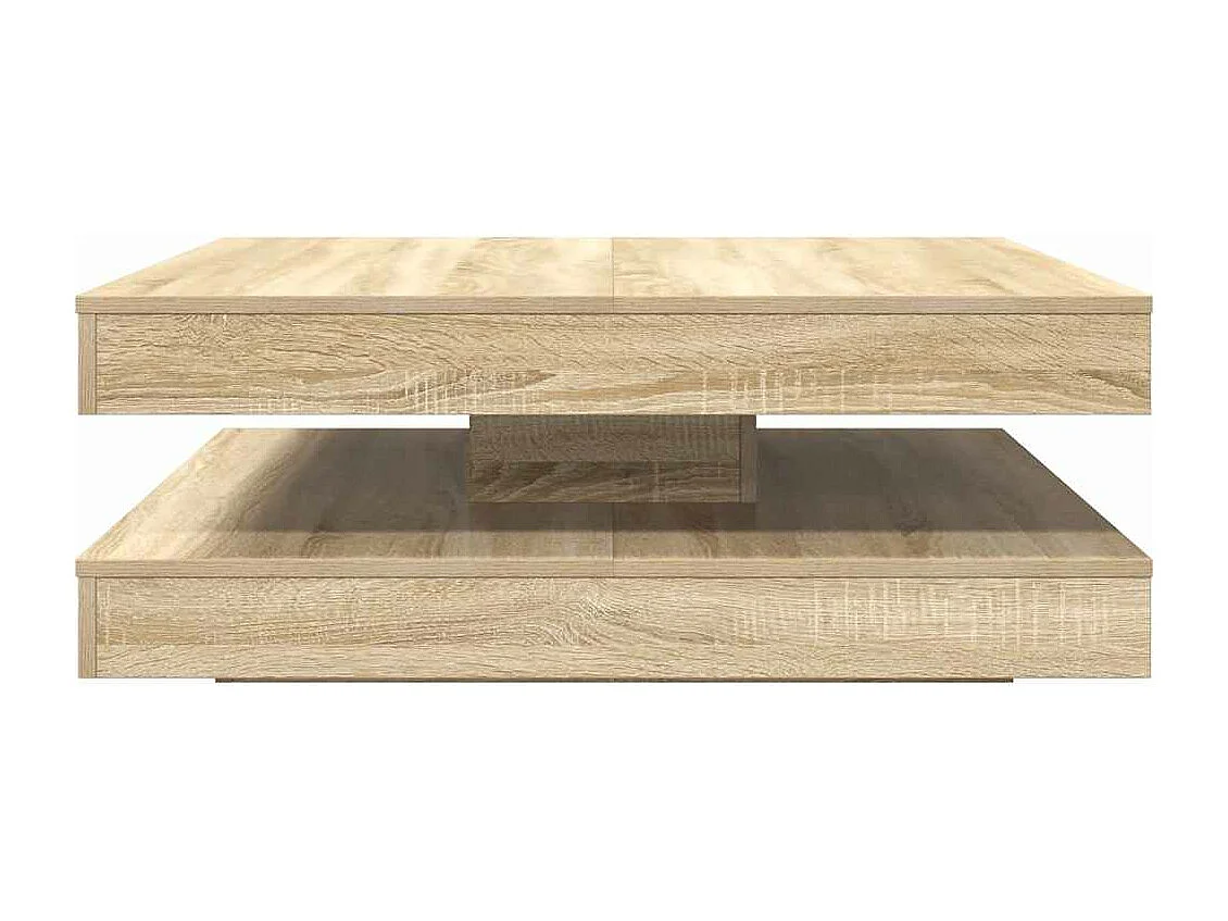 Table basse rotative à 360 degrés chêne sonoma 90x90x34,5 cm